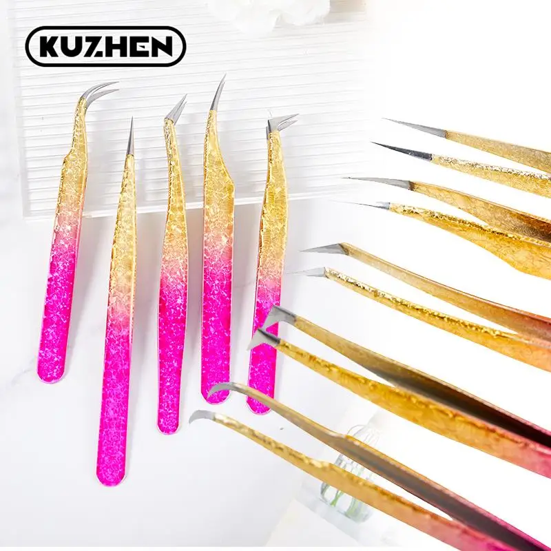 

Eyelashes Extensions Tweezers Gradient Color Stainless Eyelash Tweezers High Precision Anti-Static Tweezers Lash Extension Tool