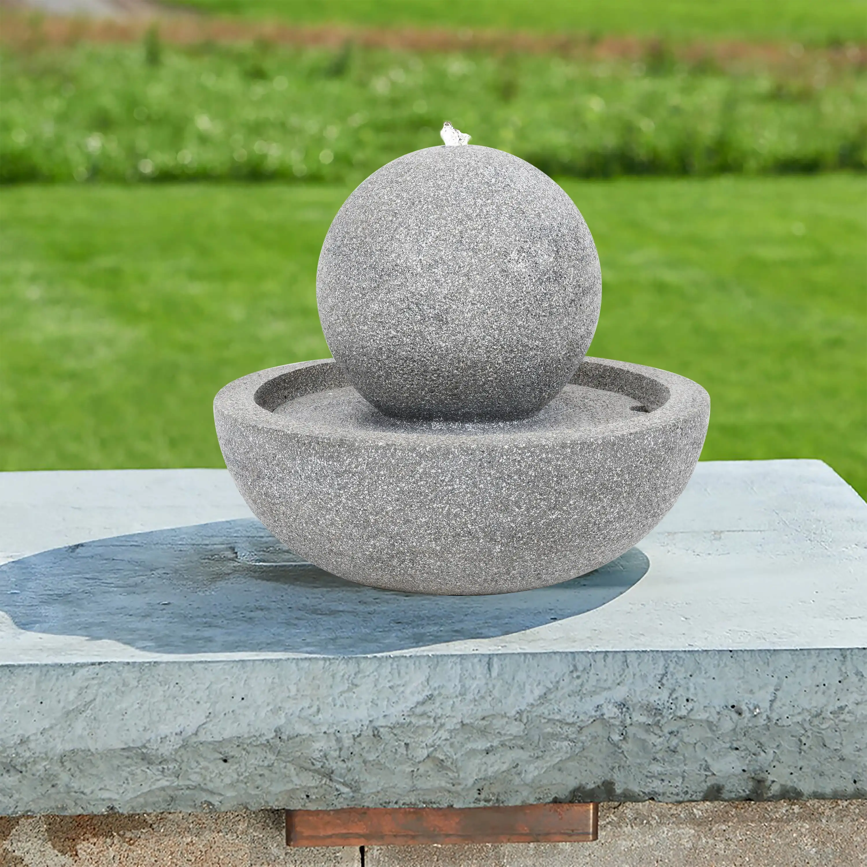 

12''D Outdoor Resin Grey Tabletop Fountain