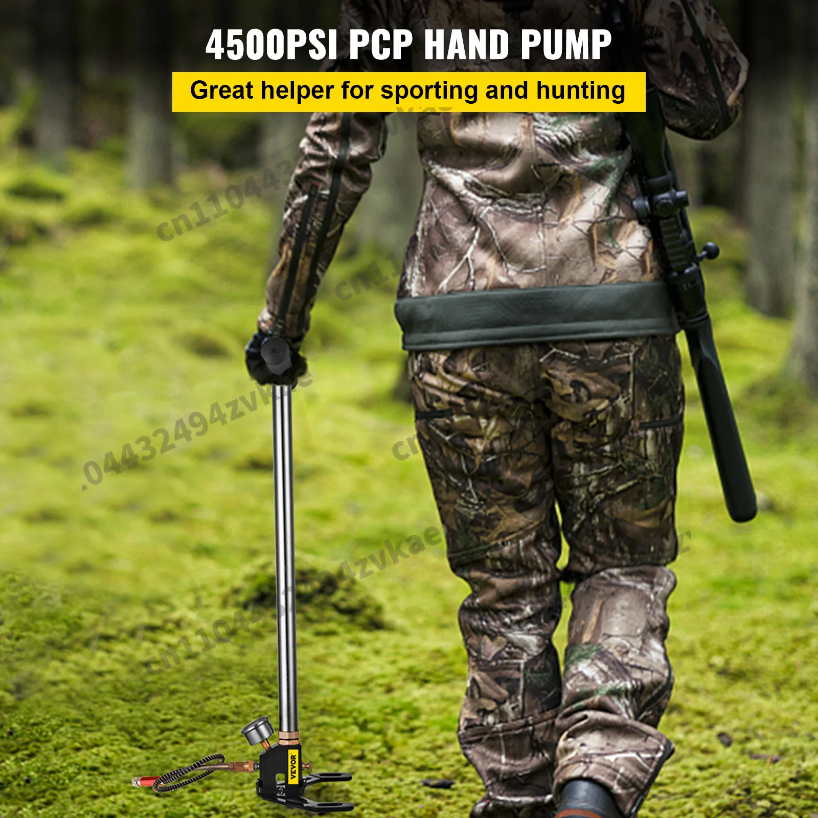 3단계 PCP 펌프 + 압력 게이지 4500PSI 타이어 카약 공기 주입용 에어건 충전용 고압 핸드 펌프