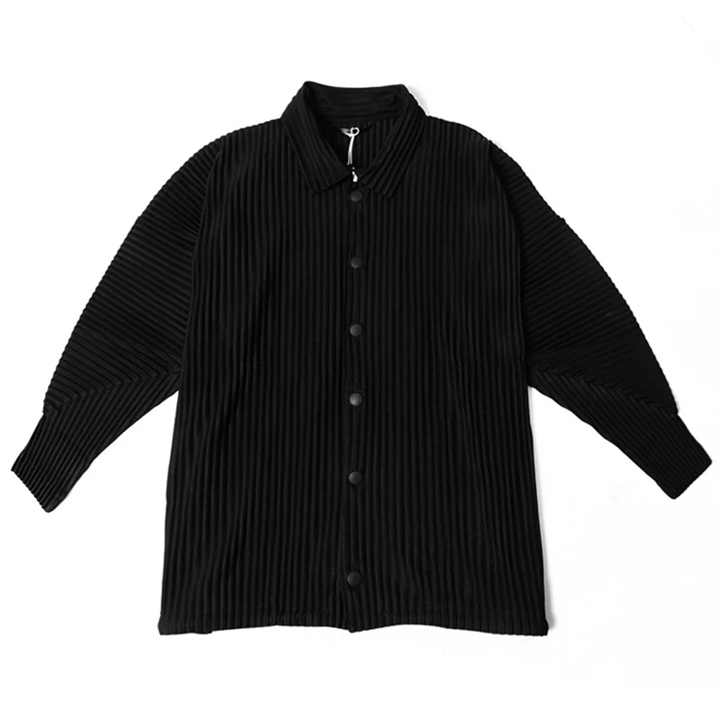 Lssey Miyake Homme Plisse Fabric Pleated Top Men's Shirts Spring And Autumn  High Street Loose Single Breasted Casual Coat