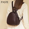 New Simple Deep Coffee Color Women Backpack Natural Cow Leather Female Double Shoulder Bag Leisure Quality School Rucksack 6