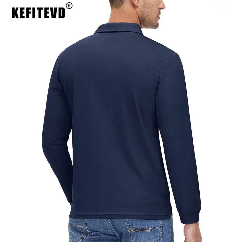 KEFITEVD Men's Quick Dry Polo Shirts Spring Long Sleeve T-Shirt Summer Breathable Lightweight Top Autumn Outdoor Golf Hiking Tee