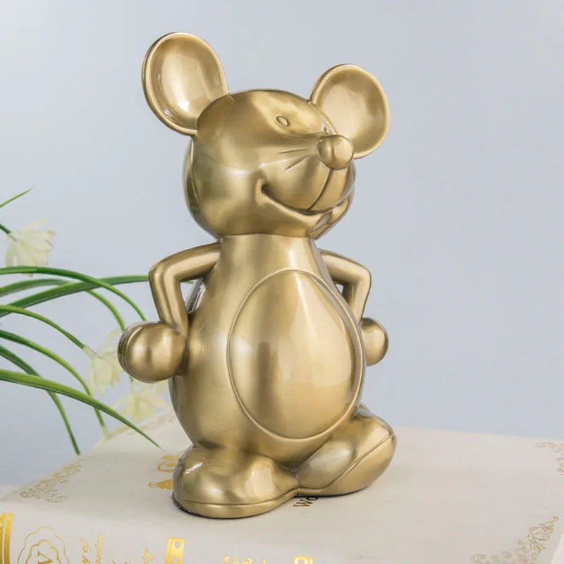 

Cartive Cartoon Mouse Bronze Metal Piggy Bank Kids Money Saving Box Coin Holders Piggy Craft SNG042