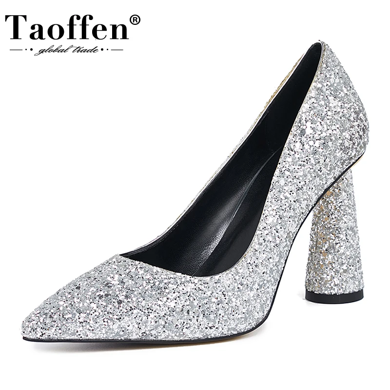 

Taoffen Rhinestone Pumps Women Size 34-43 High Heels Pointed Toe Shiny Crystal Sexy Party Ladies Dance Shoes Wedding Stilettos