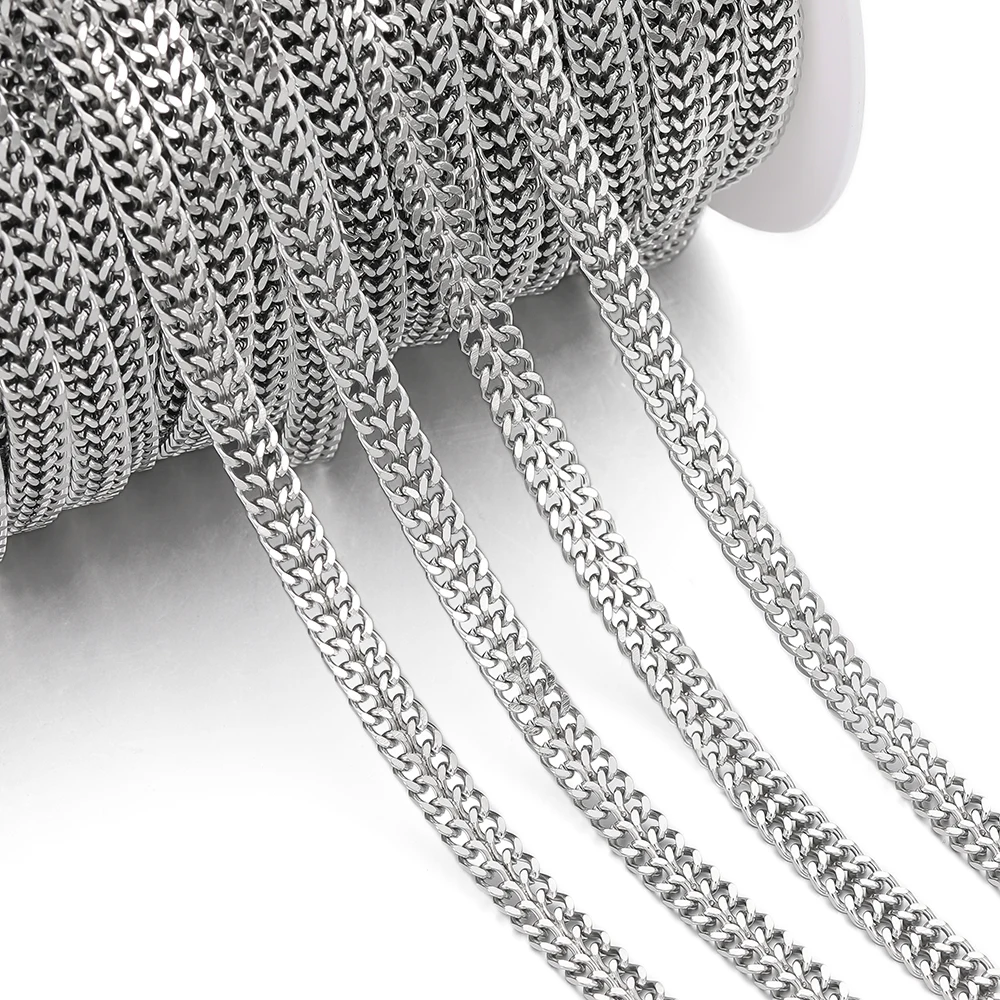 1 Meter Edelstahl kubanische flache Doppelketten für Schmuckherstellung Halskette Armband Herstellung Zubehör DIY Kettenzubehör – Detail 4