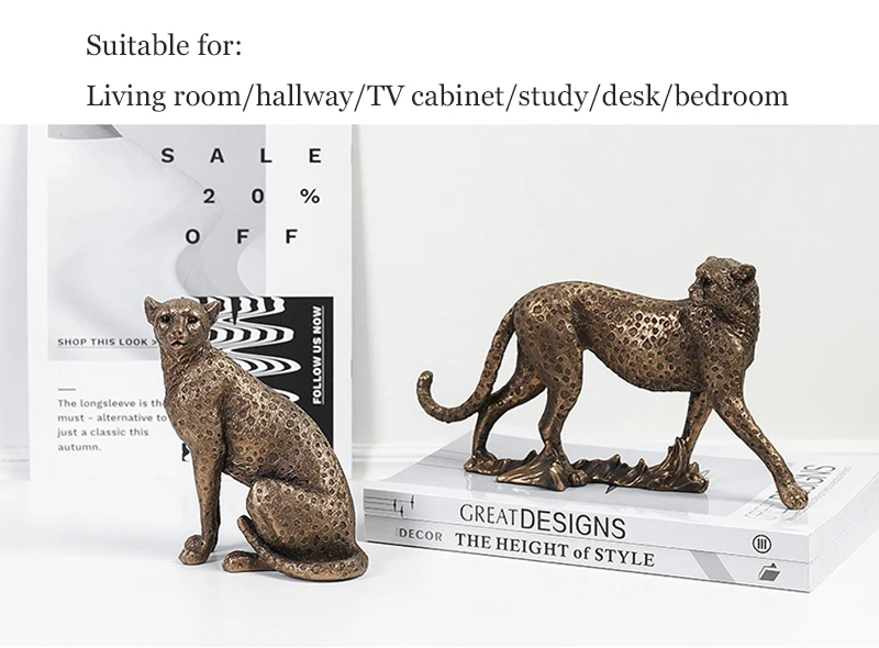 Description Picture 6 of itemAnimal Statue Decoration Living Room Home Decor Sculptures & Figurines Vintage Ornaments For Home Deskop Table Retro Leopard