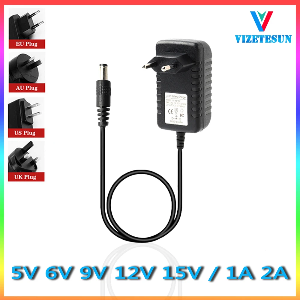 

5V 6V 9V 12V 15V 1A 2A Stage Lighting Audio Power Adapter DC 5.5*2.1MM Regulated Power Cord
