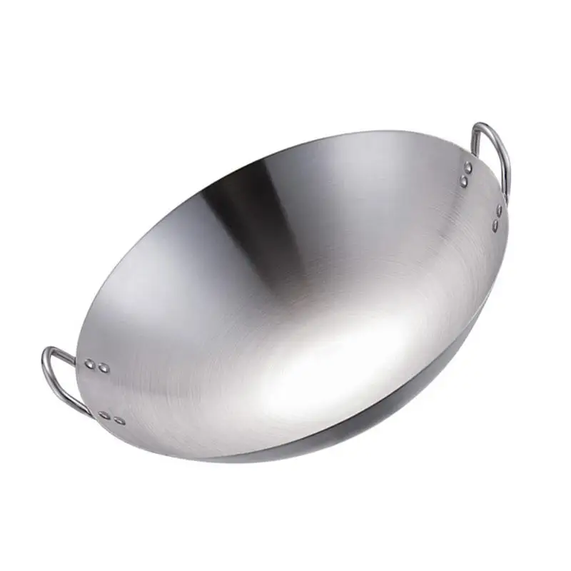 Stainless Steel Wok Round Bottom Wok Capacity Saute Pan - 32Cm