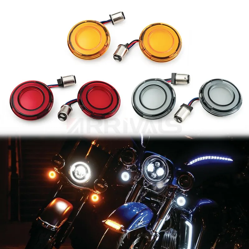 Motorcycle LED Front Turn Signal Conversion Kit 1157 Smoke Bulle For