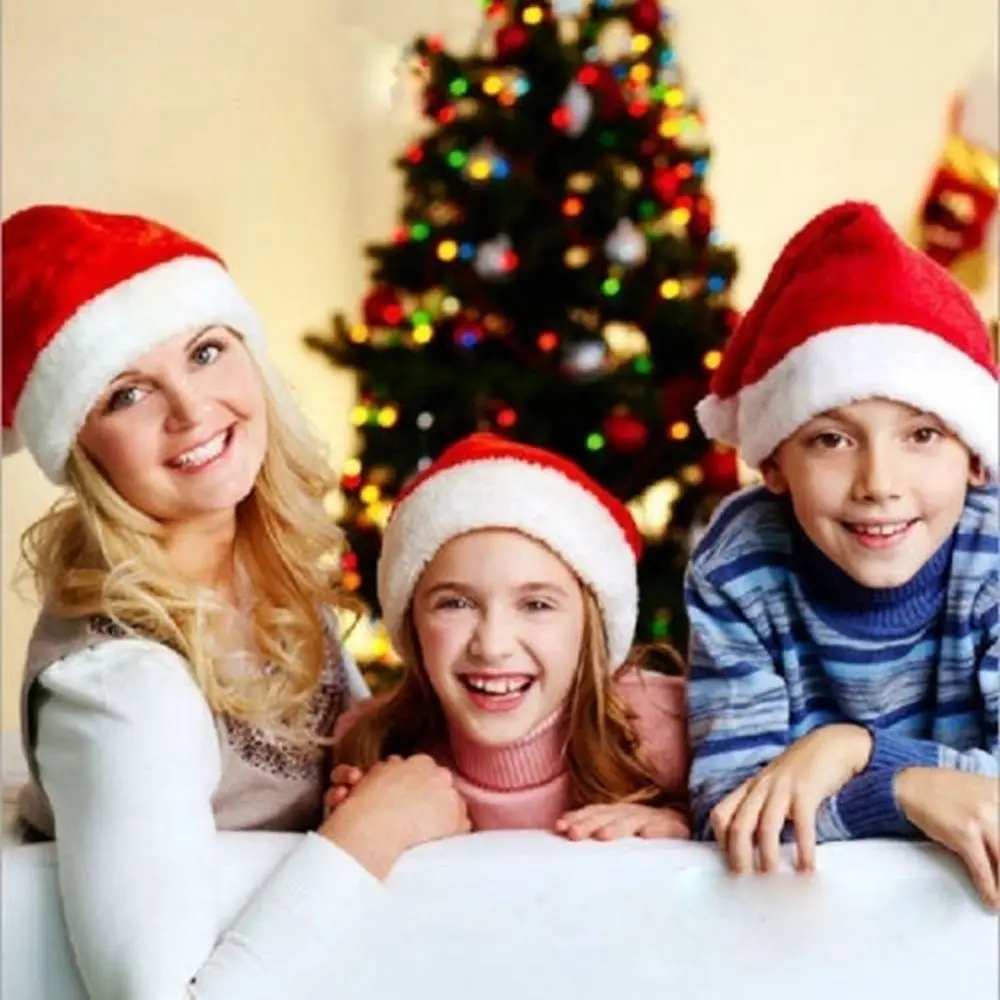 Christmas Hat for Baby Adult Plush Santa Claus Hat for Christmas Party Decoration New Year Kid Gift