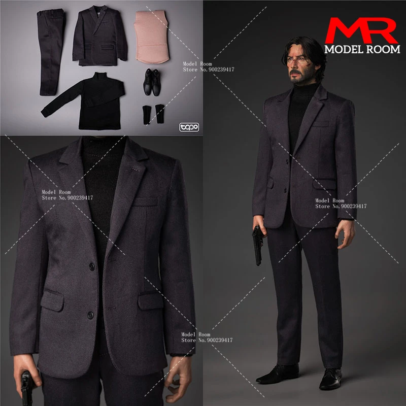 

TOPO TP008 1/6 Scale Keanu Reeves Turtleneck Sweater Suit Costume Set Fit 12-inch Male Soldier Action Figure Bodies