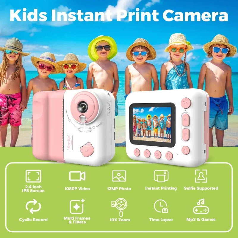 Kids Camera Set for Instant Prints, Perfect Child Gifts for Birthday and Festivals, Point & Shoot Cameras for Kids 2