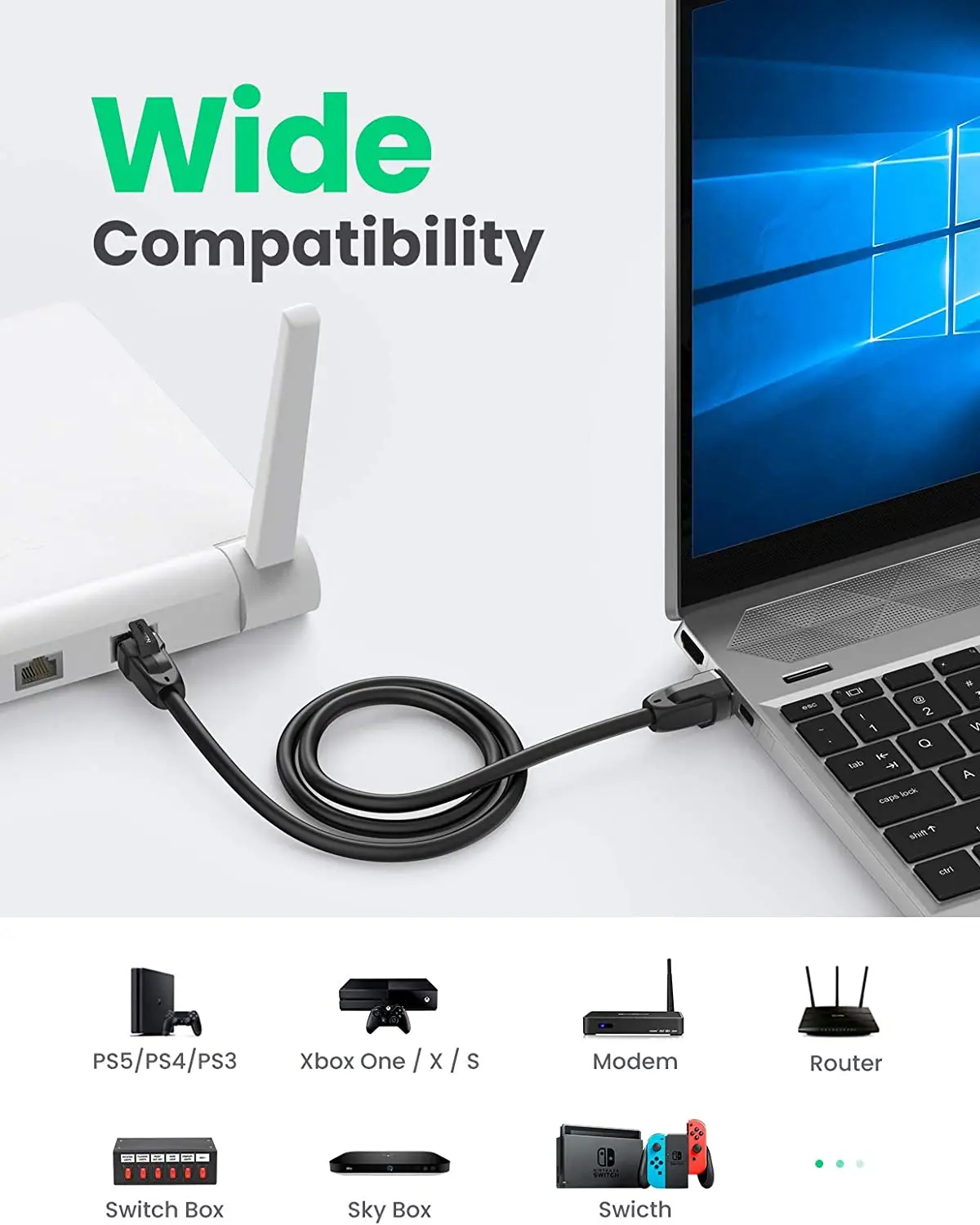UGREEN Cat 8 이더넷 케이블 고속 Cat8 이더넷 케이블 Cat8 RJ45 네트워크 LAN 케이블 40Gbps 2000MHz 초고속
