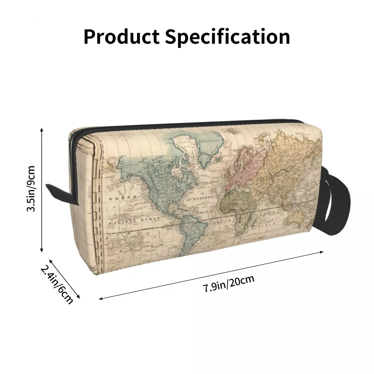 Vintage Map Of The World 1823 Makeup Bag Pouch Cosmetic Bag for Men Women Toiletry Bags Dopp Kit 6