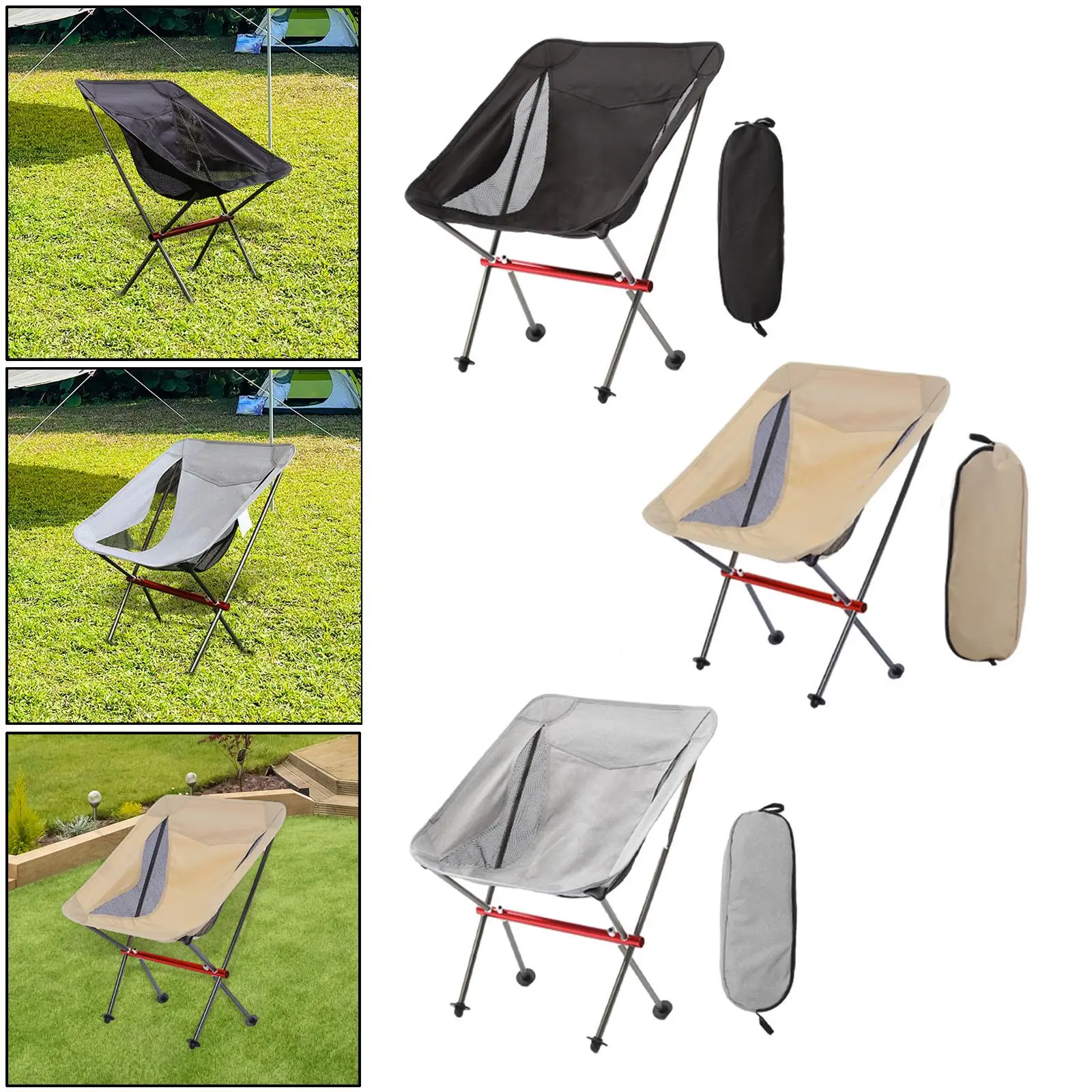 Folding Camping Chair with Organizing Bag Collapsible Heavy Duty Folding Chair for Park Fishing Garden Sporting Events Picnics