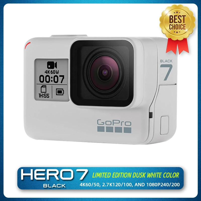 GoPro HERO7 Black (Limited Edition Dusk White) Action camera 4k60frame 12MP  photos Outdoor cycling and skiing live sports camera