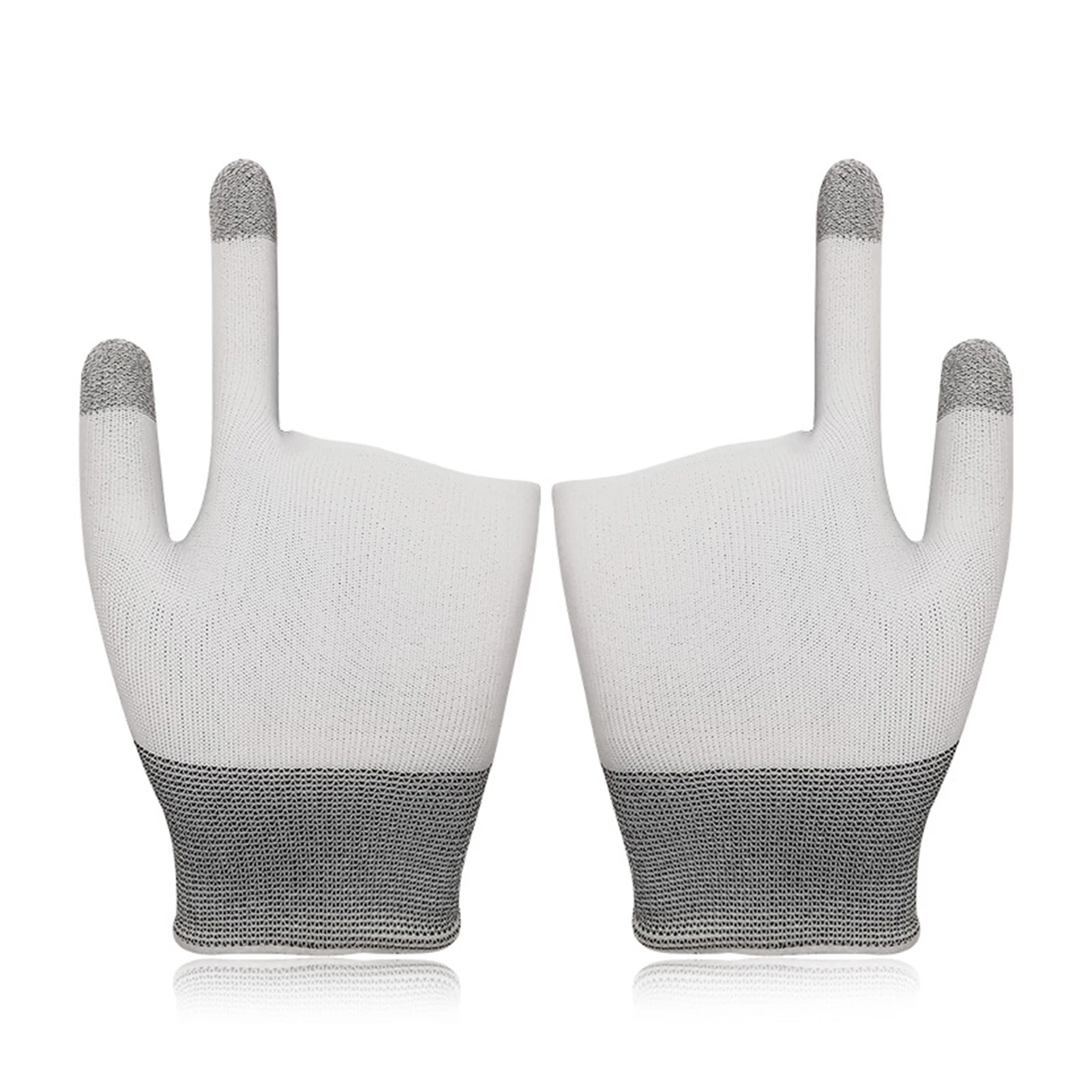 

A Pair Gaming Gloves Breathable Sweatproof Anti-sweat Anti-skid Sensitive Touch Screen Game Controller Silver Fiber Sleeves