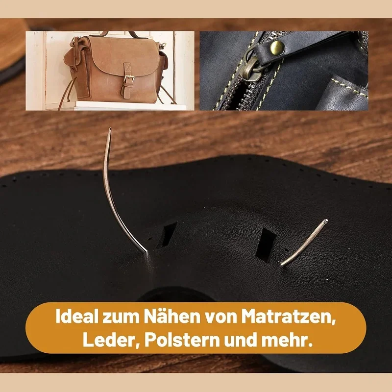 Set Di 12 Aghi Curvi Per Cucito - Misure Multiple, Ideali Per Pelle, Tessuti E Lavori Artigianali - Foto 2