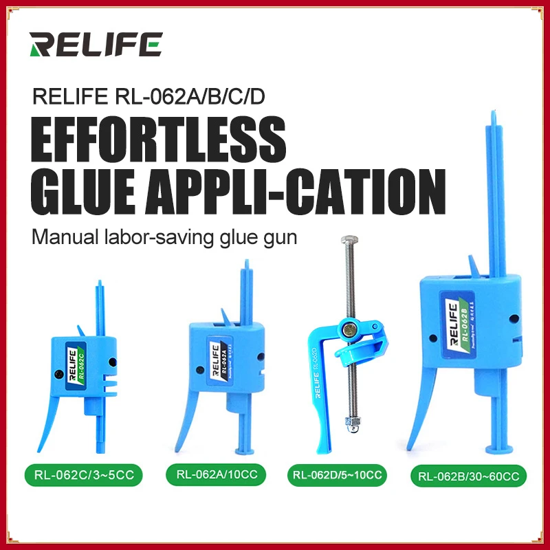 

RELIFE RL-062D Manual Glue Gun for 5CC~10CC Dropper Needle Booster Welding Oil Auxiliary Force Tool Push Rod Welding Oil Booster