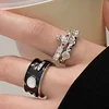 High Version Queen Victoria Cat's Eye Stone King Ring Enamel Baking Paint Wide Style Individual Middle-Age Saturn Finger Ring