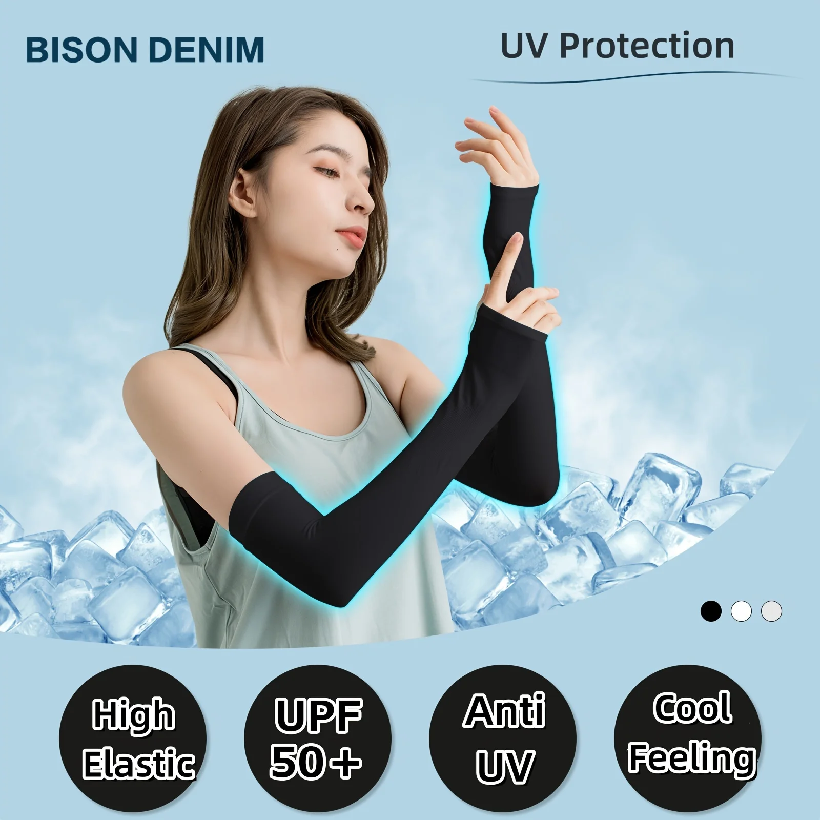 

1Pair UV Protection Arm Sleeve Ice Fabric Sunscreen Running Cycling Sleeve Summer Outdoor Sport Sunblock Arm Cover For Men Women