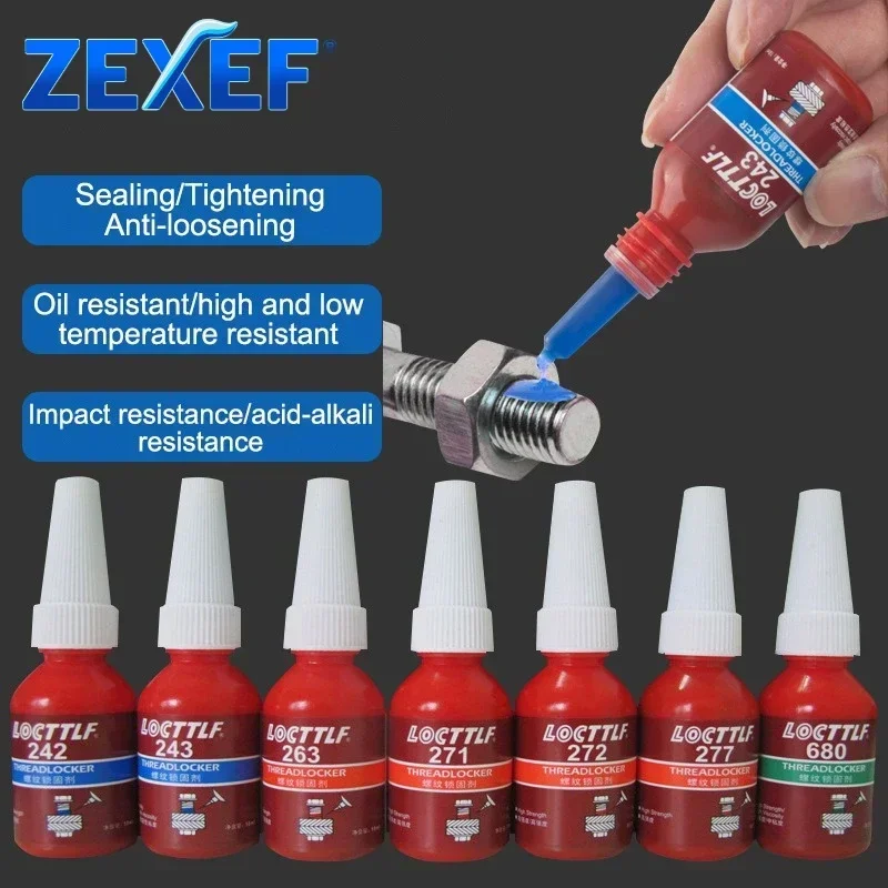 10ml Threadlocker Loctites 222 242 243 2632 263 Screw Glues Thread Locking Agents Anaerobic Strong Anti Loose DIY Repairs