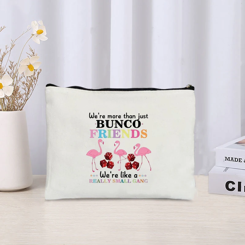 My Bingo Stuuff Flamingo Print Makeup Bag Organizer Canvas Storage Pouch Zipper Pencil Case Wallet Travel Cosmetic Toiletry Bags 5