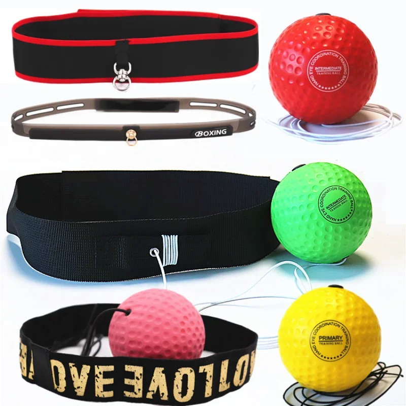 Head Mounted Speed Ball Boxing Speed Ball Boxing Punching Bag Boxing Reaction Ball Boxing Speed Ball Head-mounted PU Punch Ball Sanda Training Hand Eye Reaction Home Sandbag Fitness Boxing Equipment