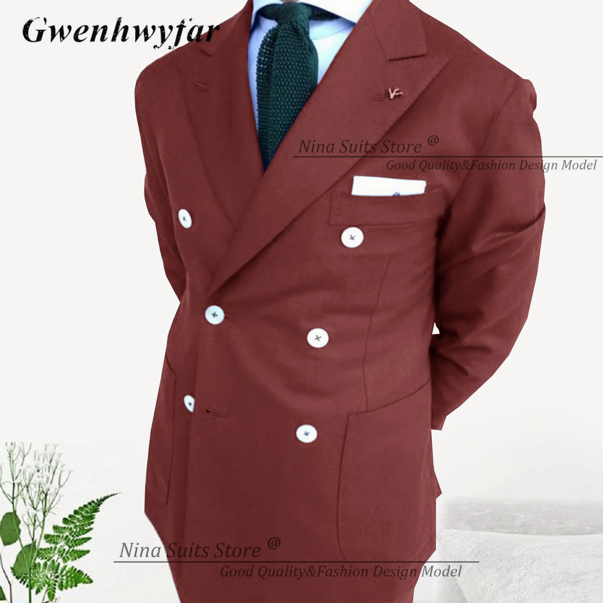 Nina Store Lavender Suits for Party Young Men Tuxedos Include Jacket Pants The Blazer with Patch Pocket Double Breasted
