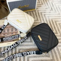 High quality women's PU rolling strip camera bag shoulder bag mobile phone bag casual crossbody bag 1