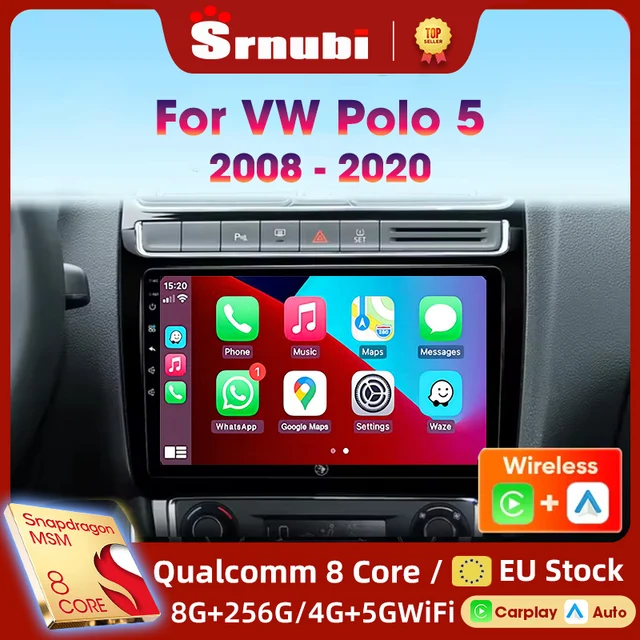 Srnubi Android autoradio pour Volkswagen VW POLO 5 2008-2017 Vento sans fil Carplay Android Auto voiture multimédia stéréo DSP 2 Din 1