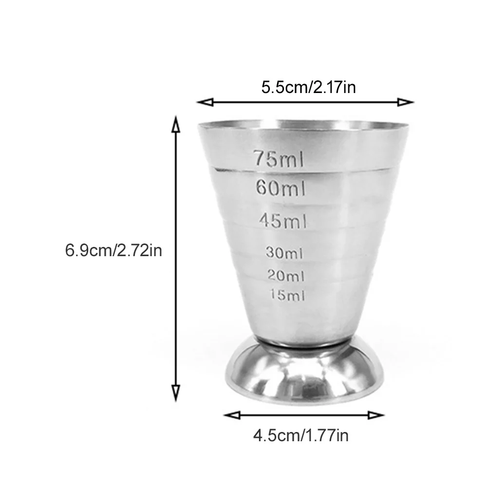 75ML Stainless Steel Measure Cup Cocktail Tool Bar Mixed Drink Cocktail Tools Bar Jigger Cup Barware Home Supply stainless steel measuring cups measuring jigger