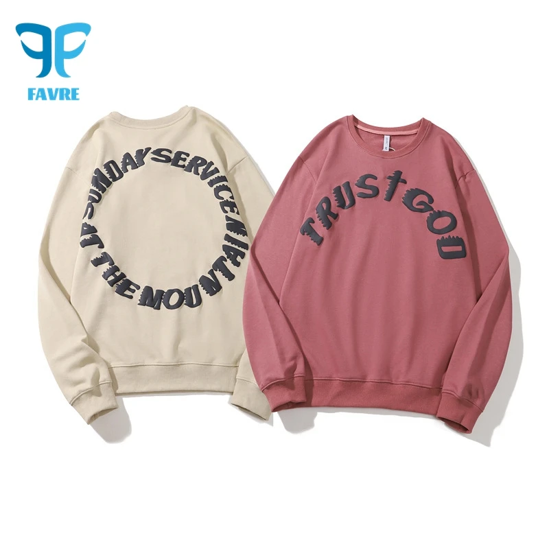 

FAVRE Mens Kanye Letter Print Sweatshirts Womens Ins Crewneck Casual Y2K Hoodies Fashion High Street Ins Loose Couple Pullovers