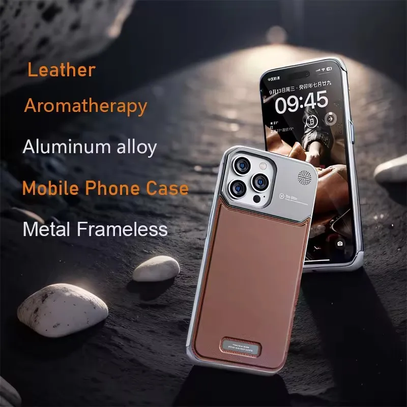 

Алюминиевый металлический противоударный чехол для iphone 15 Pro Max, кожаный чехол с ароматом, чехол для iphone 14 15 Pro Max, чехол