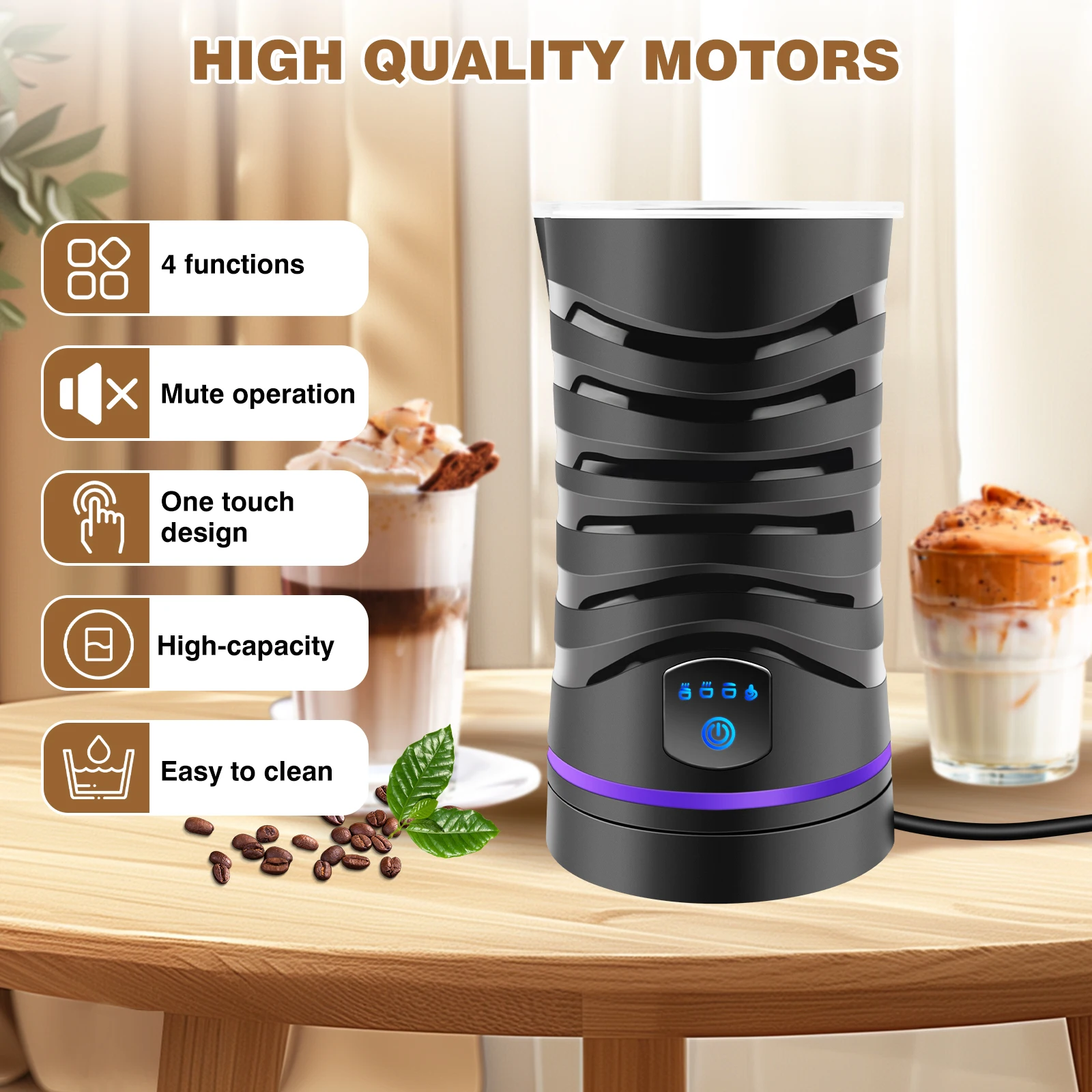 4 in 1 Electric Milk Frother Milk Foam Machine For Coffee Cappuccino Latte Hot and Cold Foam Maker Automatic Milk Frother Foamer 5