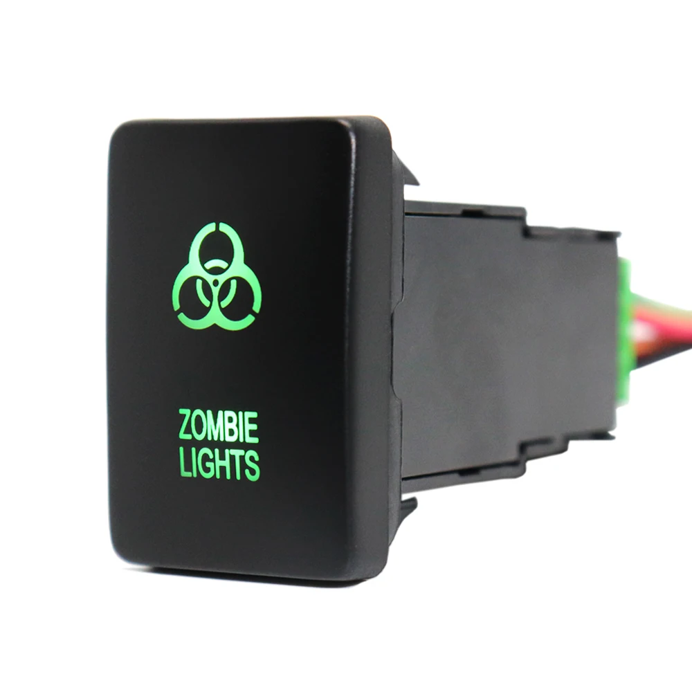 

Zombie Lights 12V Push Button Switch ON/Off Switch Green Led with Wire for Toyota Tundra Tacoma 4Runner RAV4 Prado Landcruiser