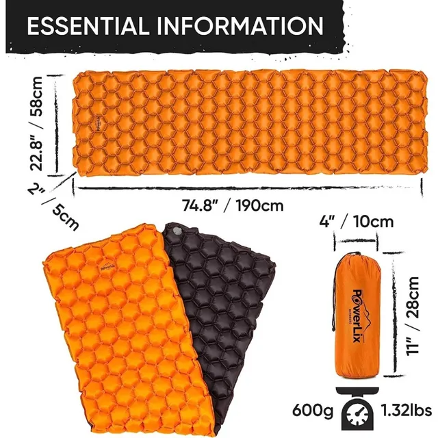 Ultralight Inflatable Sleeping Pad - Air Mattress for Camping, Backpacking, Hiking with Bag, Repair Kit. Air Mattress - Image 5