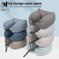 Neck Pillow Neck Support Breathable Stuffable U-shaped Pillow With Hidden Zipper Adjustable Drawstring Neck Pillow For Travel 1