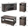 4-Piece Farmhouse Table Set,Coffee Table& Two End Tables,Side Table with Charging Station and USB Ports 1