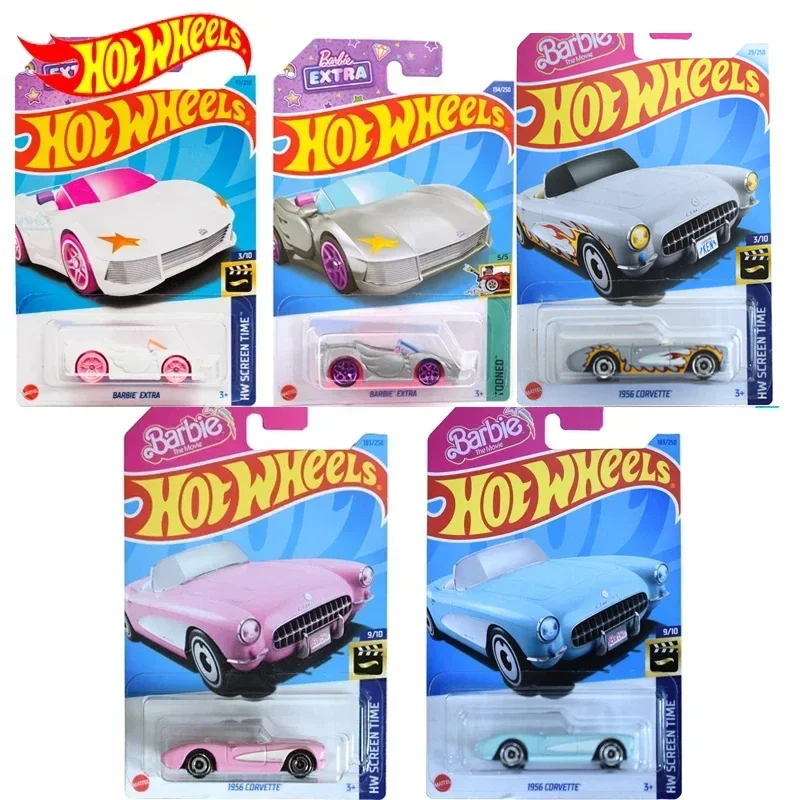 Original Hot Wheels Car Barbie Extra 1/64 Diecast Voiture HW Screen Time Tooned 1956 Corvette Model Toys for Kid Girl Gift C4982 igra popadi v cel prime time toys 8309n