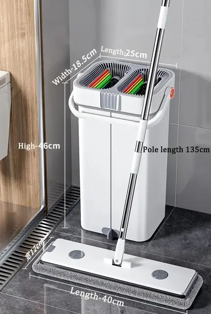 Joybos 40 cm grande mop lavaggio con secchio e spremere la pulizia del pavimento mano libera mop per pavimenti piatti strumenti per la pulizia della casa in microfibra 4