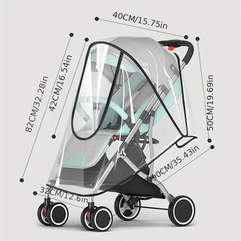 Baby Stroller Rain Cover EVA Universal Baby Stroller Rain Cover Children Car Windshield Waterproof Front Zipper U-shaped Large Opening Enlarged Thickened