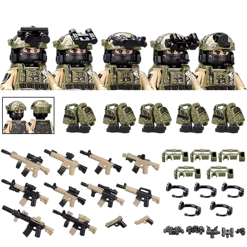 Amerika Armee Kampfuniform Spezialeinheiten Figuren Bausteine Stadt US Special Air Service Soldat Militär Waffen Spielzeug