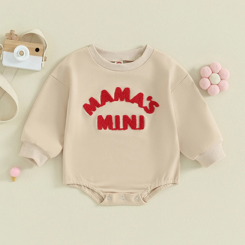 

2023-10-12 Lioraitiin 0-18M Baby Boys Girls Bubble Romper Furry Letter Embroidery Long Sleeve O Neck Bodysuit Infant Playsuit