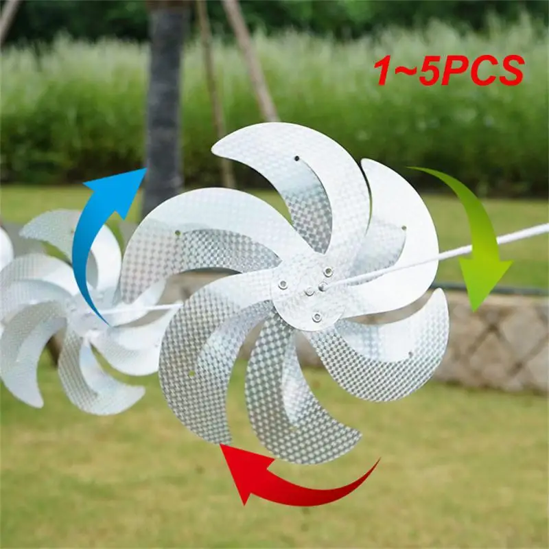 

1~5PCS Windmill String Colorful Anti Bird Laser Toughness Reflective High-speed Rotation For Outdoor Garden Pinwheels Silver