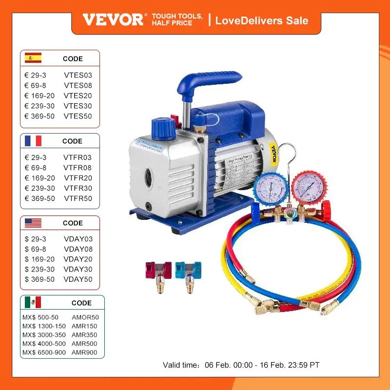 Buoqua 1.8Cfm 50L/M Pompa Vuoto Monostadio Pompa Per Il Vuoto Monostadio 50L/Min