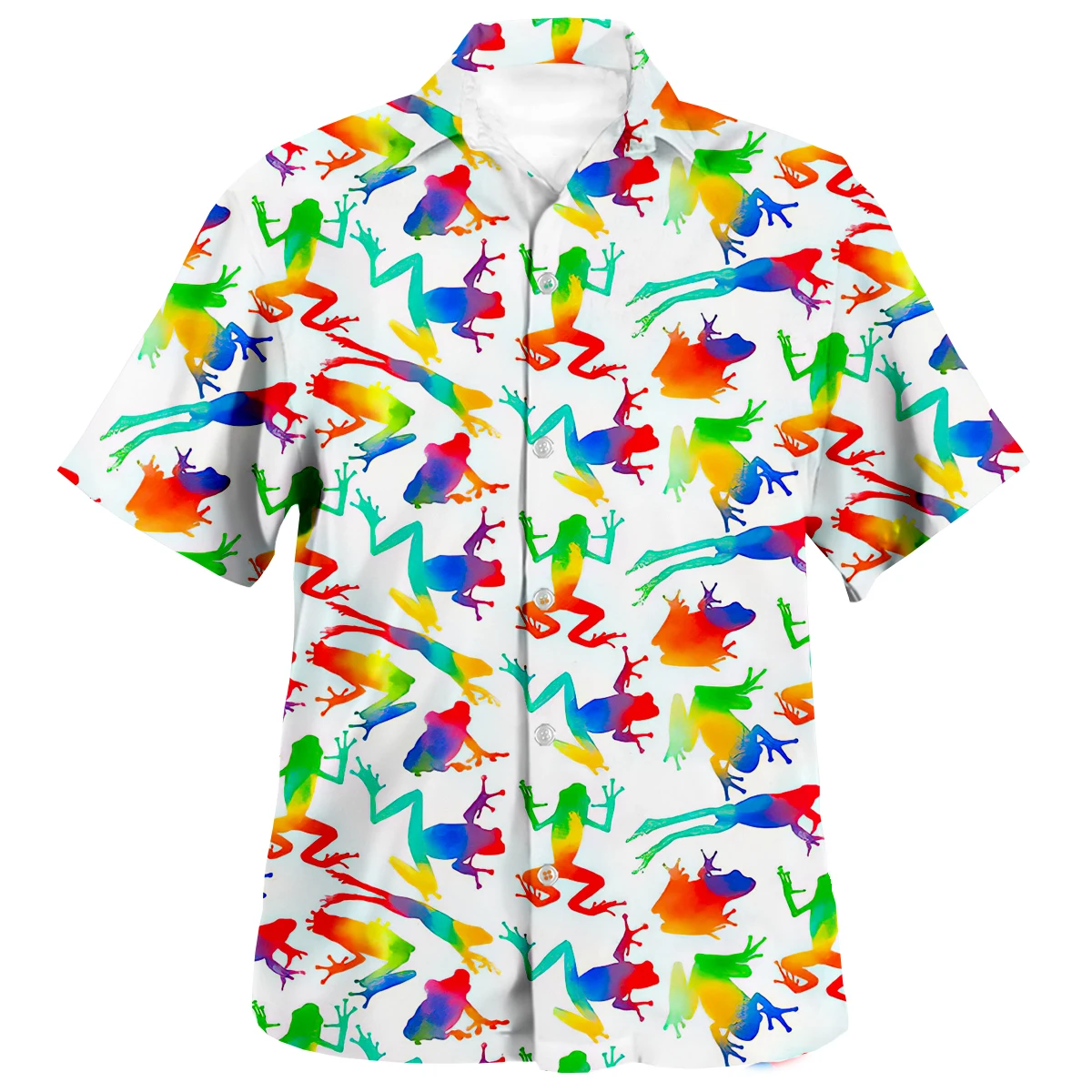 

Rainbow Frog 3D Anime Shirt Beach Hawaiian Shirt Summer Short Sleeve Shirt Holiday Party Streetwear Oversized 5XL Chemise Homme