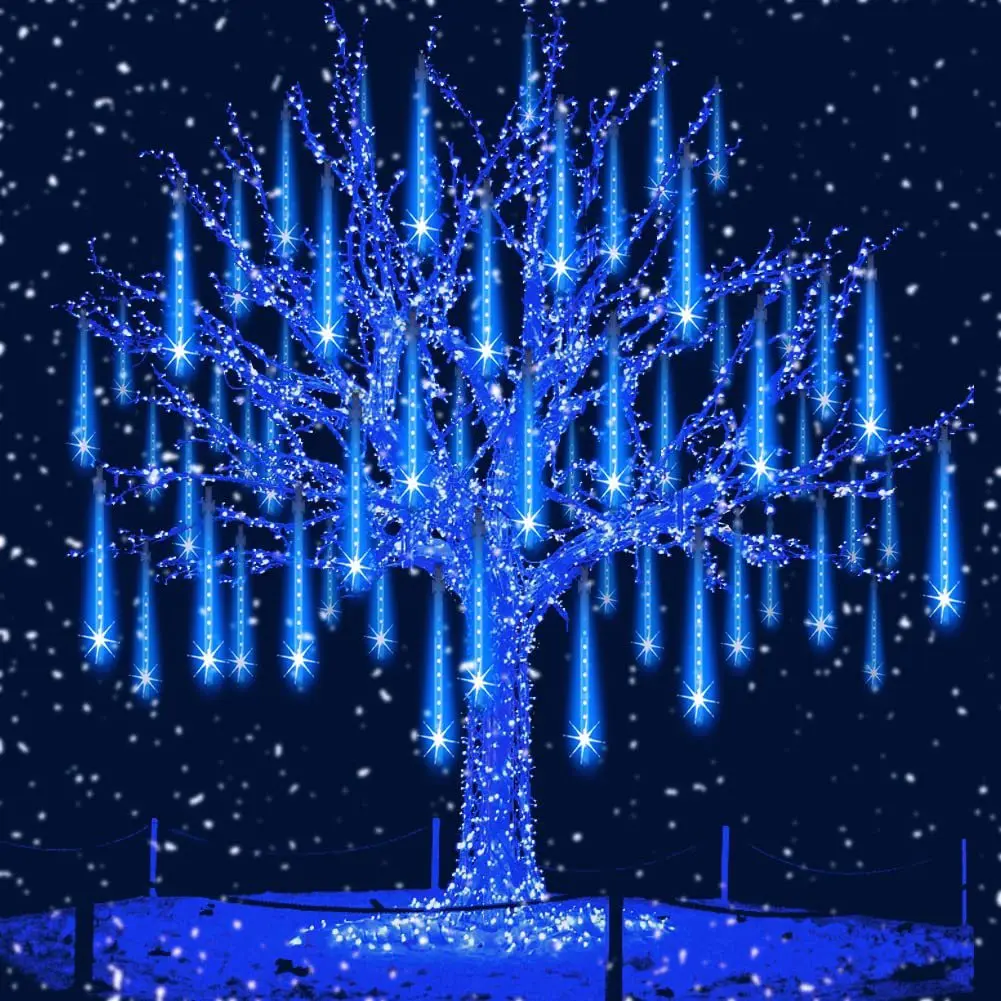 

32/24/16/8 Tubes Meteor Shower Rain LED String Lights Waterproof Christmas Street Light Outdoor Garden Tree Decor Navidad 2024