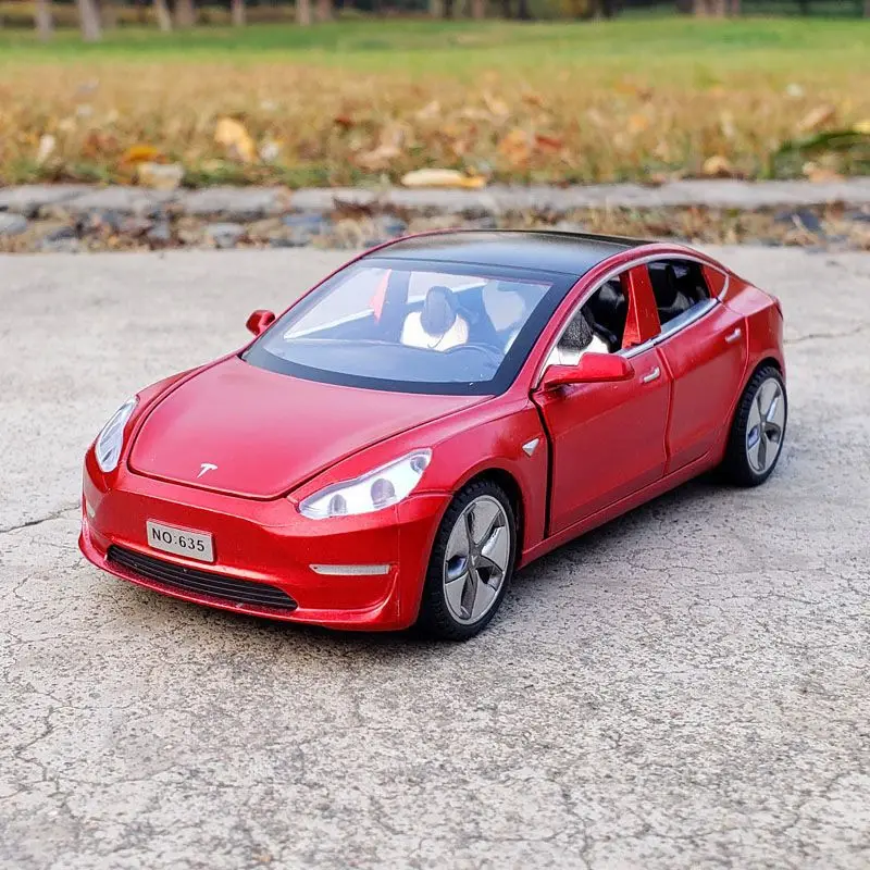 Diecast Car Toys Compatible for Tesla Model 3 Replica, 1:32 Scale Alloy  Model 3 Toy Car Pull Back Car Model with Sound and Light Toy Vehicles, Mini