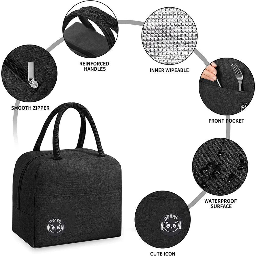 Insulated Lunch Bag Zipper Cooler Tote Thermal Bag Lunch Box Canvas Food Picnic Bags for Work Handbag Food Pattern lunch bag bento bag cooler bag